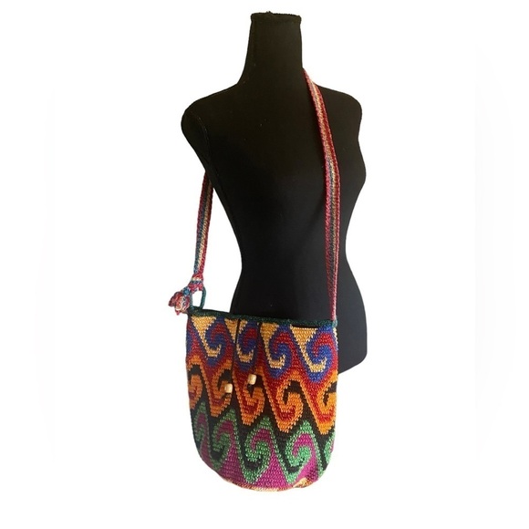 Bohemian Handmade Crochet Knit Colorful,Chic Hobo, Shoulder Bag, Drawstr… - Picture 11 of 13